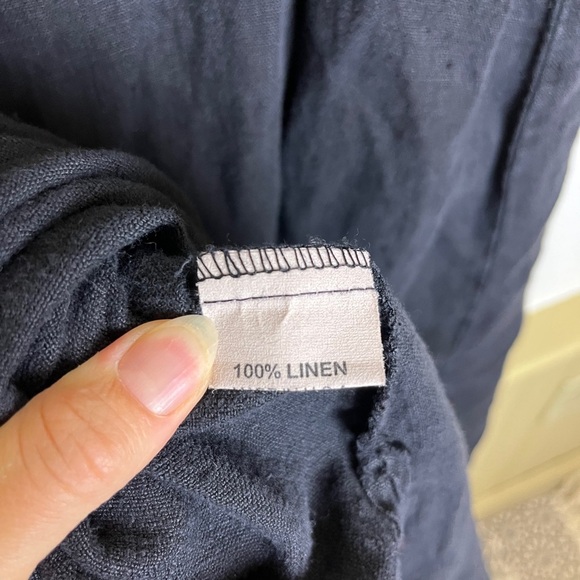Vintage J. Jill Petite M Linen Button Maxi Dress Black Sleeveless Witch Academia - Picture 4 of 12